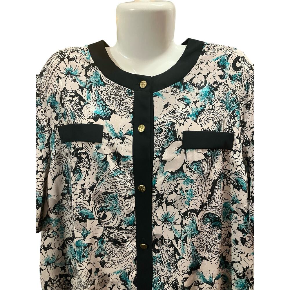 CB Collections Women's Button-Down Stretch Waist Floral Blouse | Size XL VTG - Picture 4 of 9